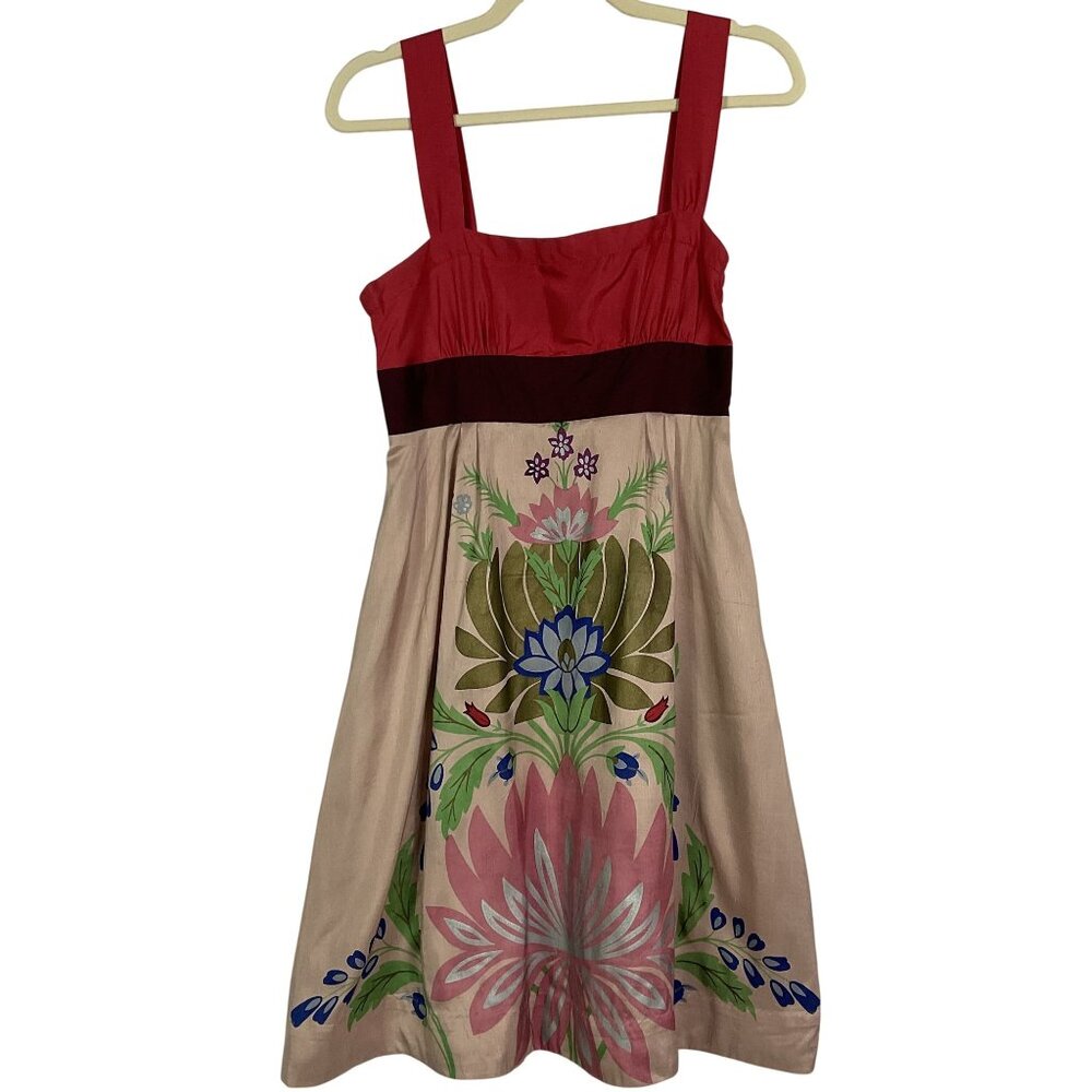 Anthropologie Floreat Manor House Silk Dress Size 2 Lined Side Zipper Elegant